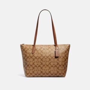 Coach Zip Top Tote in signature canvas
